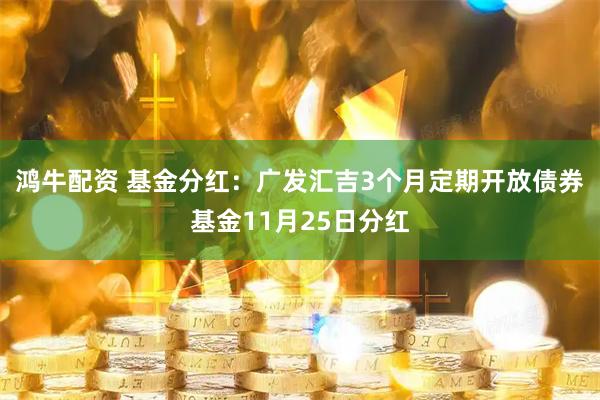 鸿牛配资 基金分红：广发汇吉3个月定期开放债券基金11月25日分红